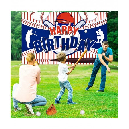 Baseball Party Decorations Baseball Happy Birthday Banner Party Supplies for Boys Kids Teens Large Sport Themed Birthday Back...