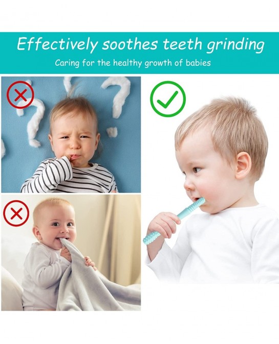 Teething Tubes for Baby 5 Pack Hollow Teether Tubes Soft Silicone Teether Toy Chew Straw Toy for Babies 3-12 Months with 2 Cl...