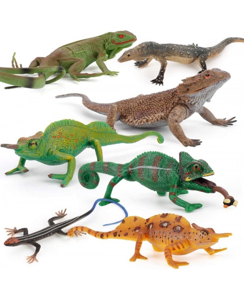 Realistic 7 PCS Wild Life Jungle Animal Action Figures Model Desktop Decoration Chameleon Lizard Party Favors Supplies Cake T...