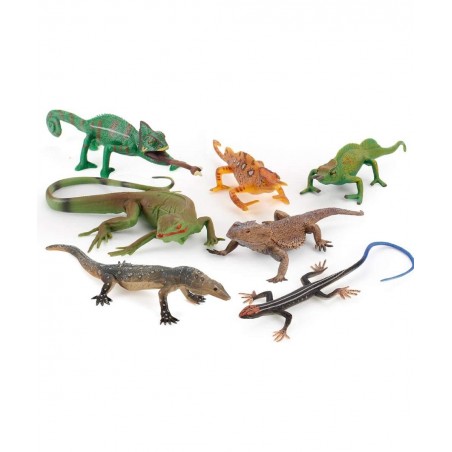 Realistic 7 PCS Wild Life Jungle Animal Action Figures Model Desktop Decoration Chameleon Lizard Party Favors Supplies Cake T...