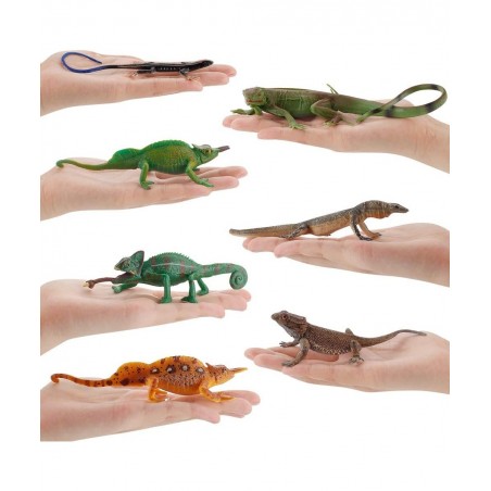 Realistic 7 PCS Wild Life Jungle Animal Action Figures Model Desktop Decoration Chameleon Lizard Party Favors Supplies Cake T...