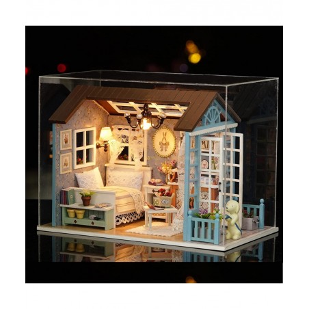 DIY Miniature Dollhouse Kit Realistic Mini 3D Wooden Mini Doll House Room with Furniture LED Lights Christmas Decoration Birt...