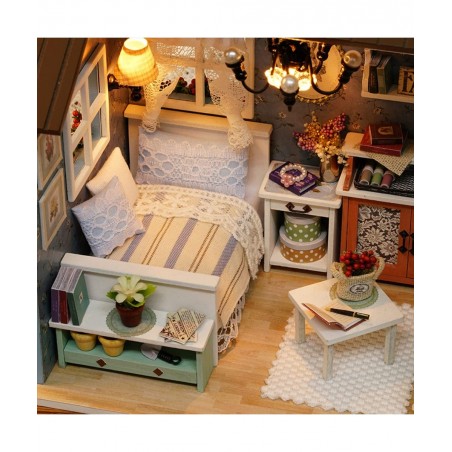 DIY Miniature Dollhouse Kit Realistic Mini 3D Wooden Mini Doll House Room with Furniture LED Lights Christmas Decoration Birt...