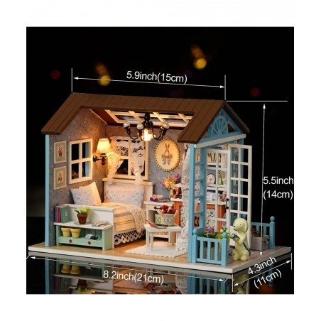DIY Miniature Dollhouse Kit Realistic Mini 3D Wooden Mini Doll House Room with Furniture LED Lights Christmas Decoration Birt...