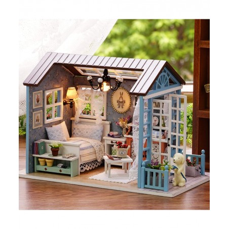 DIY Miniature Dollhouse Kit Realistic Mini 3D Wooden Mini Doll House Room with Furniture LED Lights Christmas Decoration Birt...