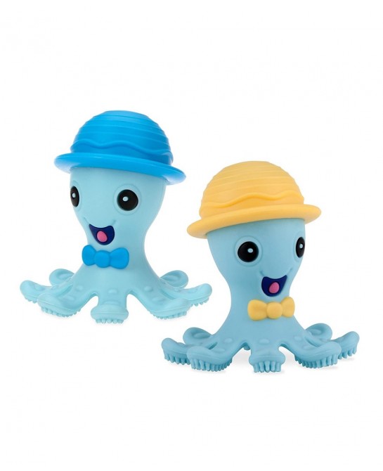 Silly Silicone Octopus Teethe with Soothing Massaging Bristles For Sore Gums Yellow/Blue $20.97 Baby Teether Toys