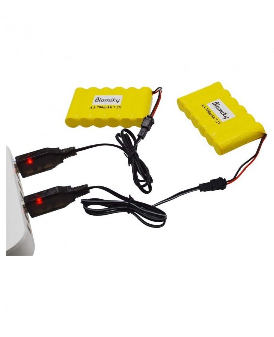 Bloimky 2 Pack 7.2V 700mAH NiCd AA Battery Pack and USB Charger Cable for Old Version 15 Channel 2.4G Huina 1550 550 RC Excav...