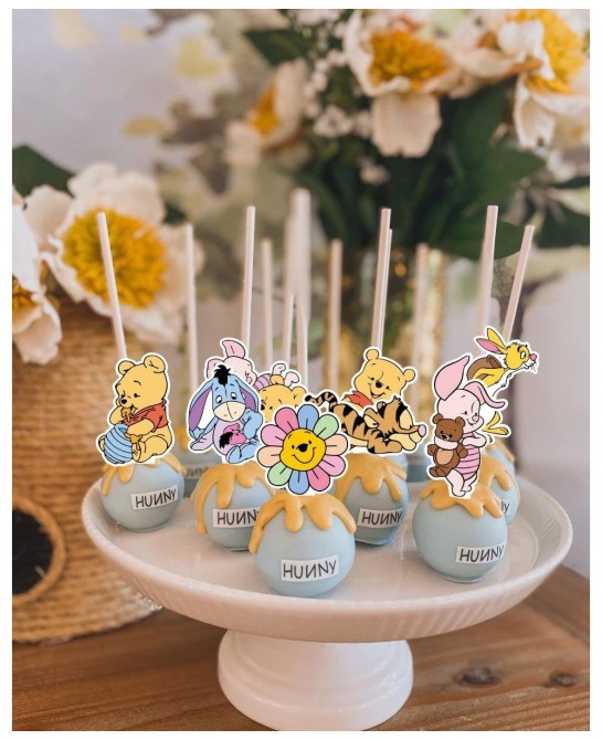 Winnie Cupcake Toppers 48 Pcs Cute Pooh Cake Topper The Pooh Baby Shower Decorations Perfect For Kids First Birthday Party Ca...