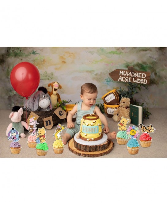 Winnie Cupcake Toppers 48 Pcs Cute Pooh Cake Topper The Pooh Baby Shower Decorations Perfect For Kids First Birthday Party Ca...
