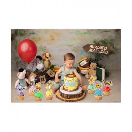 Winnie Cupcake Toppers 48 Pcs Cute Pooh Cake Topper The Pooh Baby Shower Decorations Perfect For Kids First Birthday Party Ca...