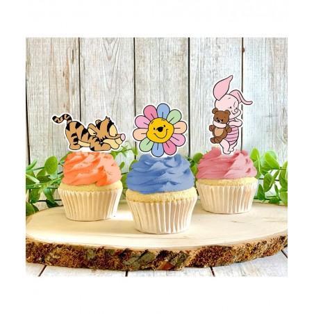 Winnie Cupcake Toppers 48 Pcs Cute Pooh Cake Topper The Pooh Baby Shower Decorations Perfect For Kids First Birthday Party Ca...