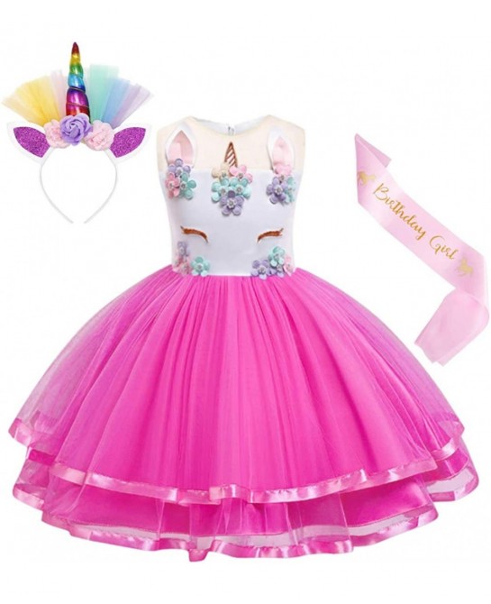 Rainbow Unicorn Dress for Girls Toddler Unicorn Costume Birthday Party Pageant Princess Dress Up Tutu Dress $34.68 Kids' Cost...