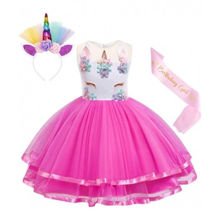 Rainbow Unicorn Dress for Girls Toddler Unicorn Costume Birthday Party Pageant Princess Dress Up Tutu Dress $34.68 Kids' Cost...