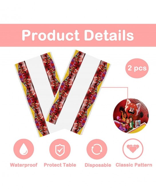 2Pcs Red Panda Tablecloth for Turning Red Table Cover Quinceanera Decorations Birthday Party Supplies Decorations $14.82 Kids...