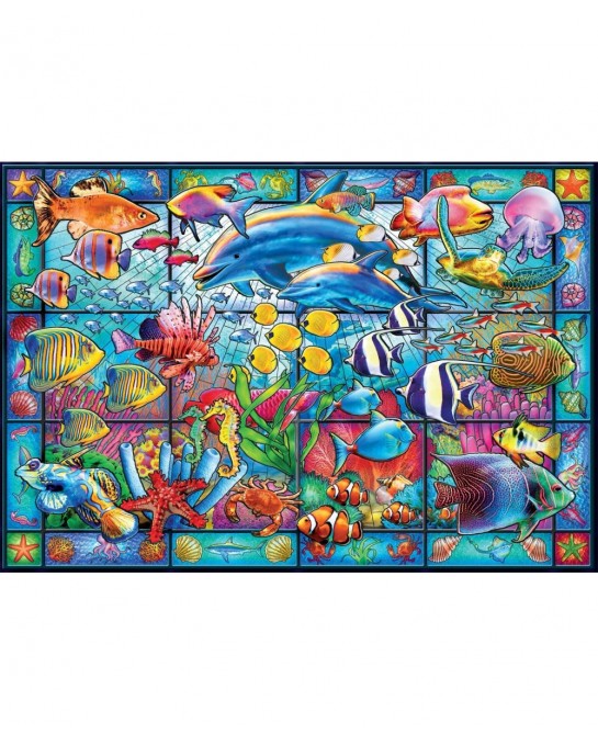 Stained Glass Aquarium - 2000 Piece Jigsaw Puzzle White $31.54 Jigsaw Puzzles