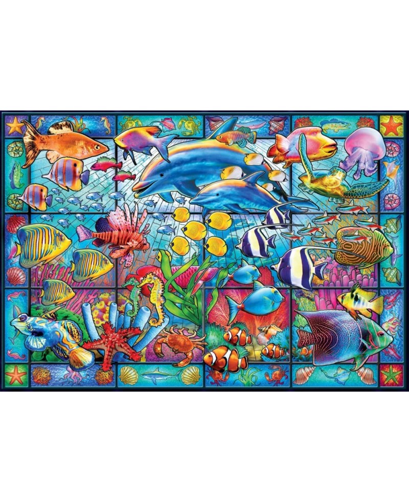 Stained Glass Aquarium - 2000 Piece Jigsaw Puzzle White $31.54 Jigsaw Puzzles