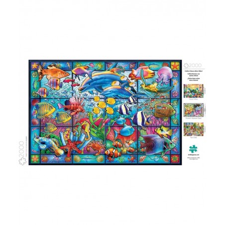 Stained Glass Aquarium - 2000 Piece Jigsaw Puzzle White $31.54 Jigsaw Puzzles