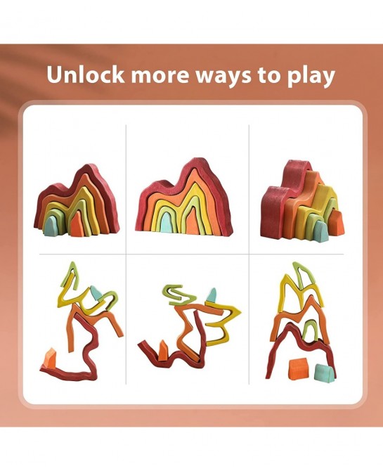Wooden Rainbow Stacking Toy | House Bulding Block | Montessori Geometry Educational Stacking Game | Learning Educational Toys...