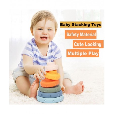 Baby?Toys 6-8-12 Months 6 Pcs Stacking Rings Soft Toys&Teething?Toys Squeeze Play with Early STEM Learning Toy Christmas Stoc...