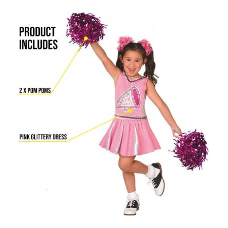 Kids Cheerleader Costume For Girls Cute Pink Cheer Uniform Outfit Halloween Costumes For Girls $41.32 Kids' Costumes
