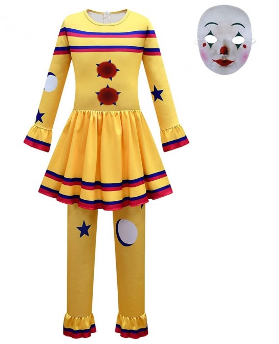 Kids Clown Costume Dress Halloween Cosplay Outfits with Mask 5-10Y $37.24 Kids' Costumes