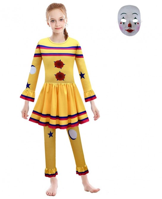 Kids Clown Costume Dress Halloween Cosplay Outfits with Mask 5-10Y $37.24 Kids' Costumes