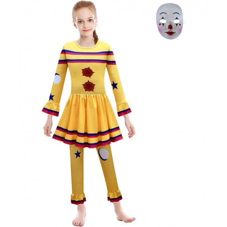 Kids Clown Costume Dress Halloween Cosplay Outfits with Mask 5-10Y $37.24 Kids' Costumes