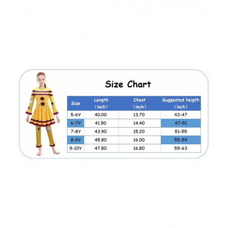 Kids Clown Costume Dress Halloween Cosplay Outfits with Mask 5-10Y $37.24 Kids' Costumes