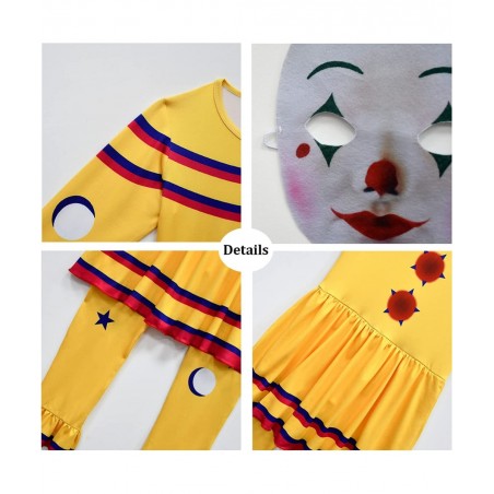Kids Clown Costume Dress Halloween Cosplay Outfits with Mask 5-10Y $37.24 Kids' Costumes