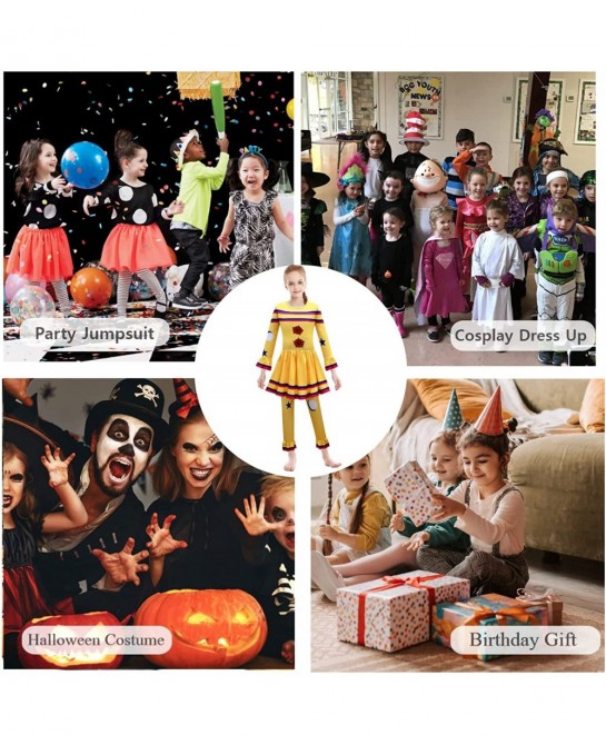 Kids Clown Costume Dress Halloween Cosplay Outfits with Mask 5-10Y $37.24 Kids' Costumes