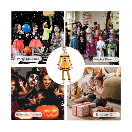 Kids Clown Costume Dress Halloween Cosplay Outfits with Mask 5-10Y $37.24 Kids' Costumes