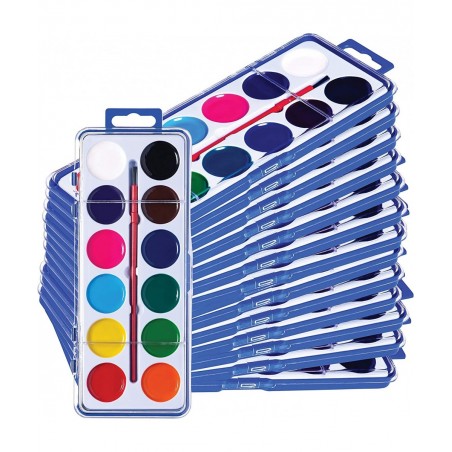 Water color Paint Set for Kids - Bulk Watercolor Paint Set of 24 - Washable Watercolor Paints in 12 Colors - Ideal Fun and Le...
