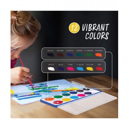 Water color Paint Set for Kids - Bulk Watercolor Paint Set of 24 - Washable Watercolor Paints in 12 Colors - Ideal Fun and Le...