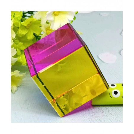 K9 Optical Crystal Mixing Color Cube Prism 2 Inch(50mm) Multi-Color Crystal Cube Prism Scientific Learning Color Cube Educati...