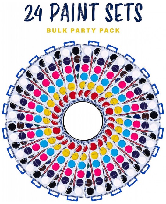Water color Paint Set for Kids - Bulk Watercolor Paint Set of 24 - Washable Watercolor Paints in 12 Colors - Ideal Fun and Le...