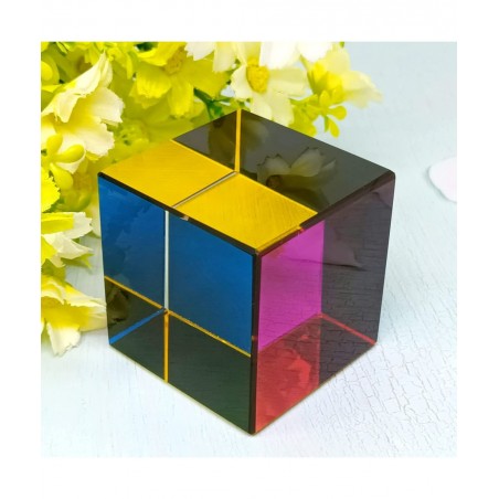 K9 Optical Crystal Mixing Color Cube Prism 2 Inch(50mm) Multi-Color Crystal Cube Prism Scientific Learning Color Cube Educati...