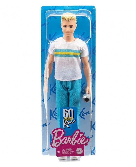 Ken 60th Anniversary Doll 2 in Throwback Workout Look with T-Shirt Athleisure Pants Sneakers & Hand Weight Kids 3 to 8 Years ...