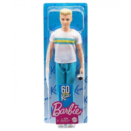Ken 60th Anniversary Doll 2 in Throwback Workout Look with T-Shirt Athleisure Pants Sneakers & Hand Weight Kids 3 to 8 Years ...