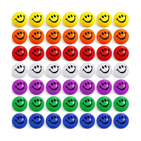 100 Pcs 1.2 Inch Mini Stress Balls Bulk Smile Face Stress Balls Neon Colored Small Stress Relief Foam Balls for Kids and Adul...