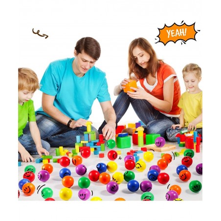 100 Pcs 1.2 Inch Mini Stress Balls Bulk Smile Face Stress Balls Neon Colored Small Stress Relief Foam Balls for Kids and Adul...