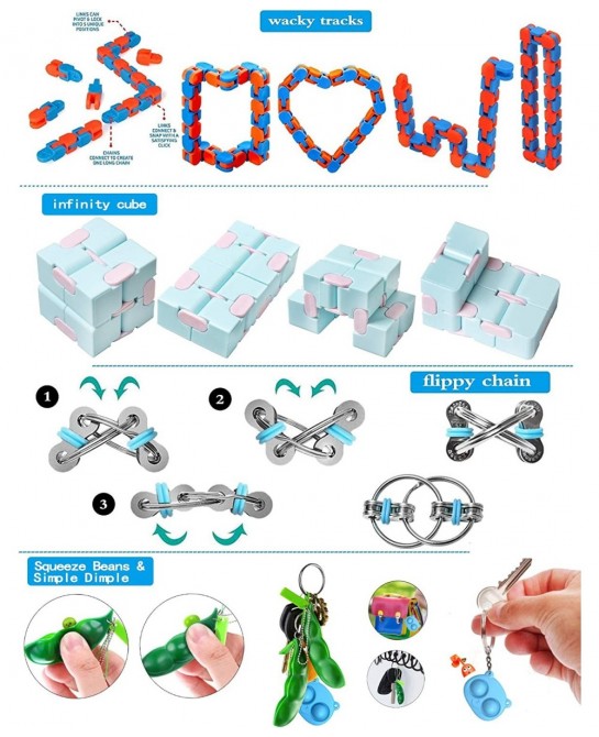 Fidget Toys Pack Push Pop Bubble Mochi Squishy Toys Set Stress Relief Toys for Kids Adults Anxiety Birthday Party Favor Goodi...