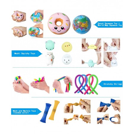 Fidget Toys Pack Push Pop Bubble Mochi Squishy Toys Set Stress Relief Toys for Kids Adults Anxiety Birthday Party Favor Goodi...