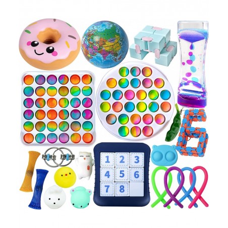 Fidget Toys Pack Push Pop Bubble Mochi Squishy Toys Set Stress Relief Toys for Kids Adults Anxiety Birthday Party Favor Goodi...