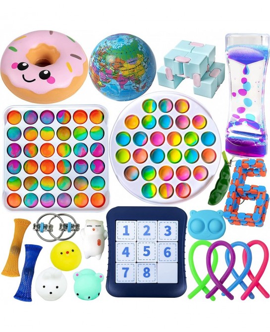 Fidget Toys Pack Push Pop Bubble Mochi Squishy Toys Set Stress Relief Toys for Kids Adults Anxiety Birthday Party Favor Goodi...