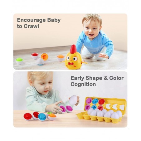 Baby Musical Chicken W/ Matching Egg Toys Boy Girl Educational Learning Color Shape Sorter Game Egg Interactive Montesorri Bi...