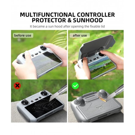 Mini 3 Pro RC Joysticks +(2 in 1)Controller Protector Sun Hood Cover for DJI Mini 3 Pro RC Remote Control Accessories (grey) ...