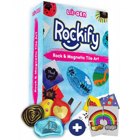 Li'l Gen Rock Painting Kit for Kids and Mini Ceramic Tile Painting Kit - Arts and Crafts for Kids Ages 6-12 - DIY Craft Kits ...