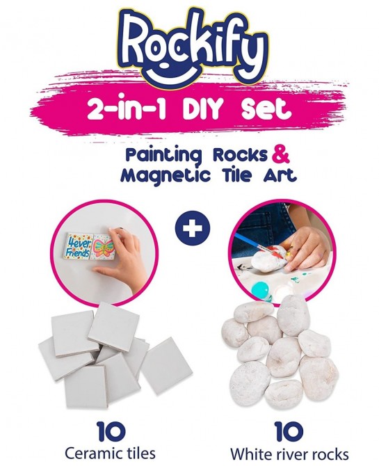 Li'l Gen Rock Painting Kit for Kids and Mini Ceramic Tile Painting Kit - Arts and Crafts for Kids Ages 6-12 - DIY Craft Kits ...