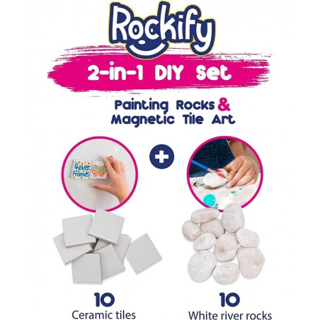 Li'l Gen Rock Painting Kit for Kids and Mini Ceramic Tile Painting Kit - Arts and Crafts for Kids Ages 6-12 - DIY Craft Kits ...