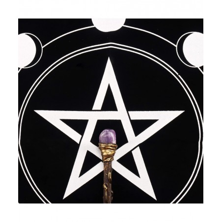Witchcraft Supplies Set with Amethyst Crystal Magic Wand Amethyst Witch Broom Hanging Witch Altar Broom and Tarot Card Cloth ...